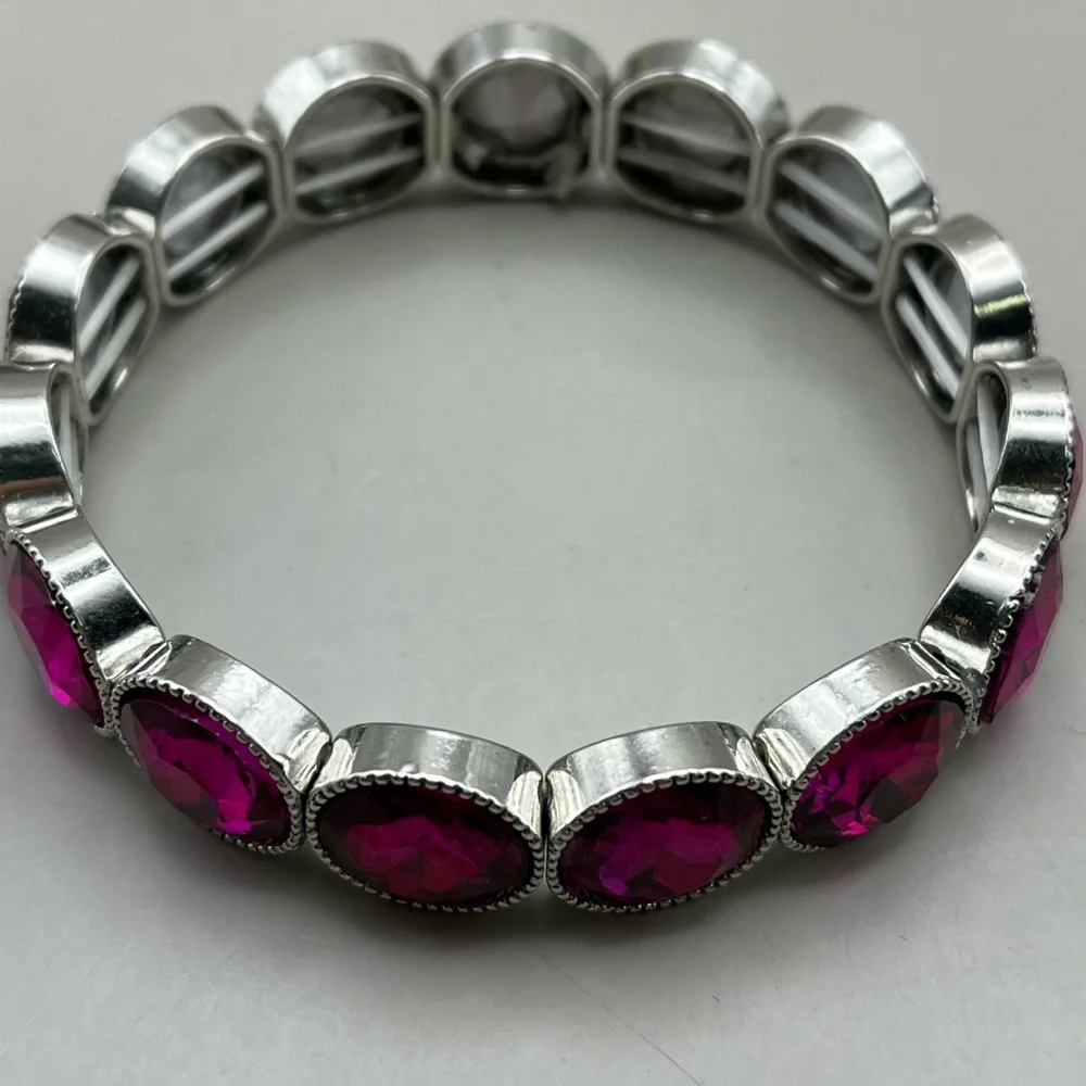 Elegant Silver and Pink Gemstone Bracelet